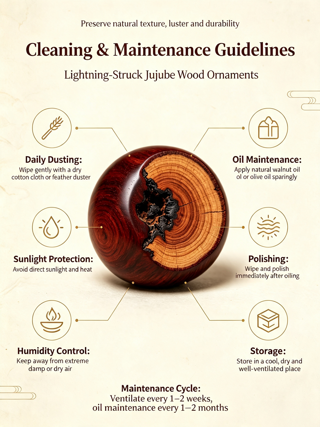 Cleaning &amp; Maintenance Guidelines for Lightning-Struck Jujube Wood Ornaments
