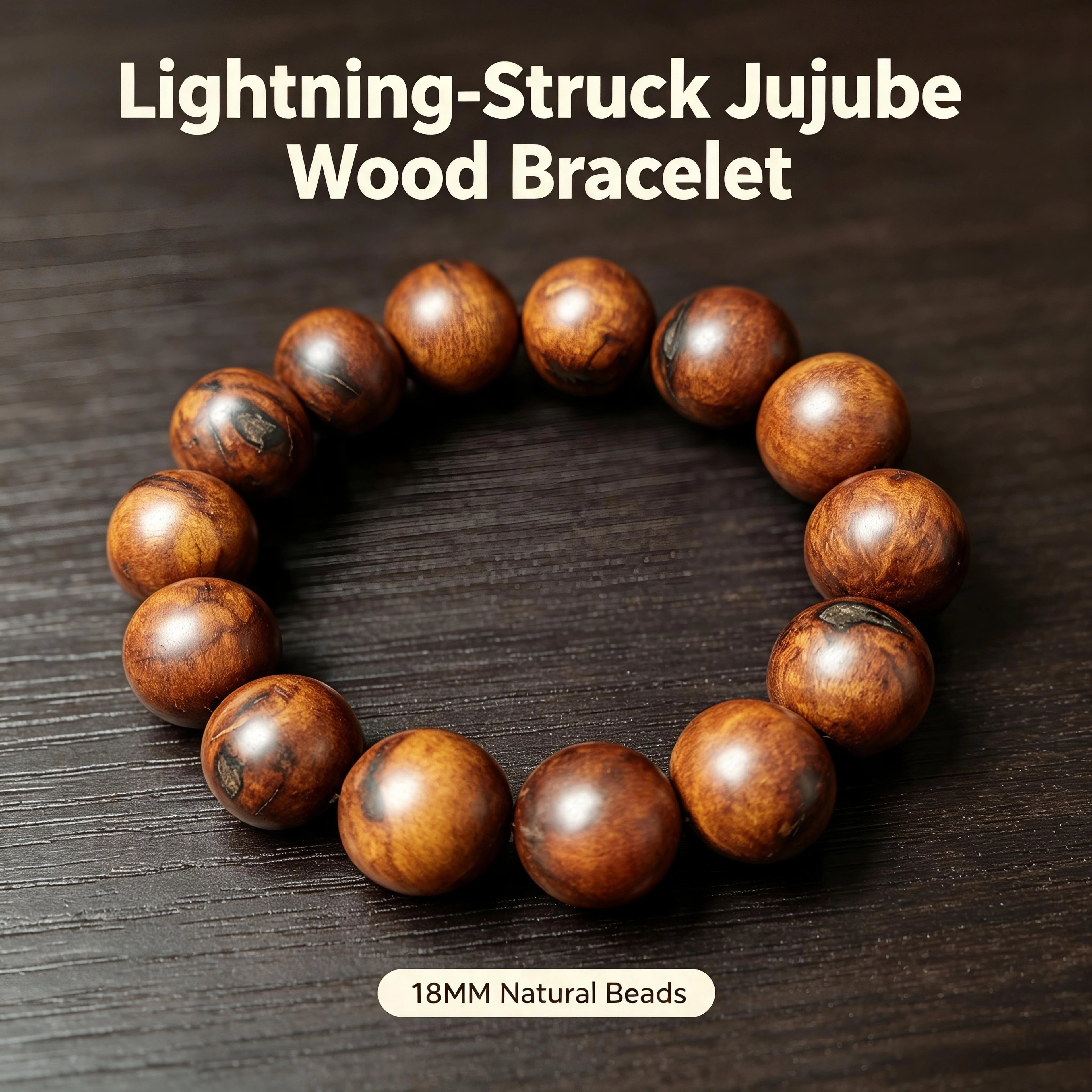 Lightning-struck jujube wood bracelet| Fortideal