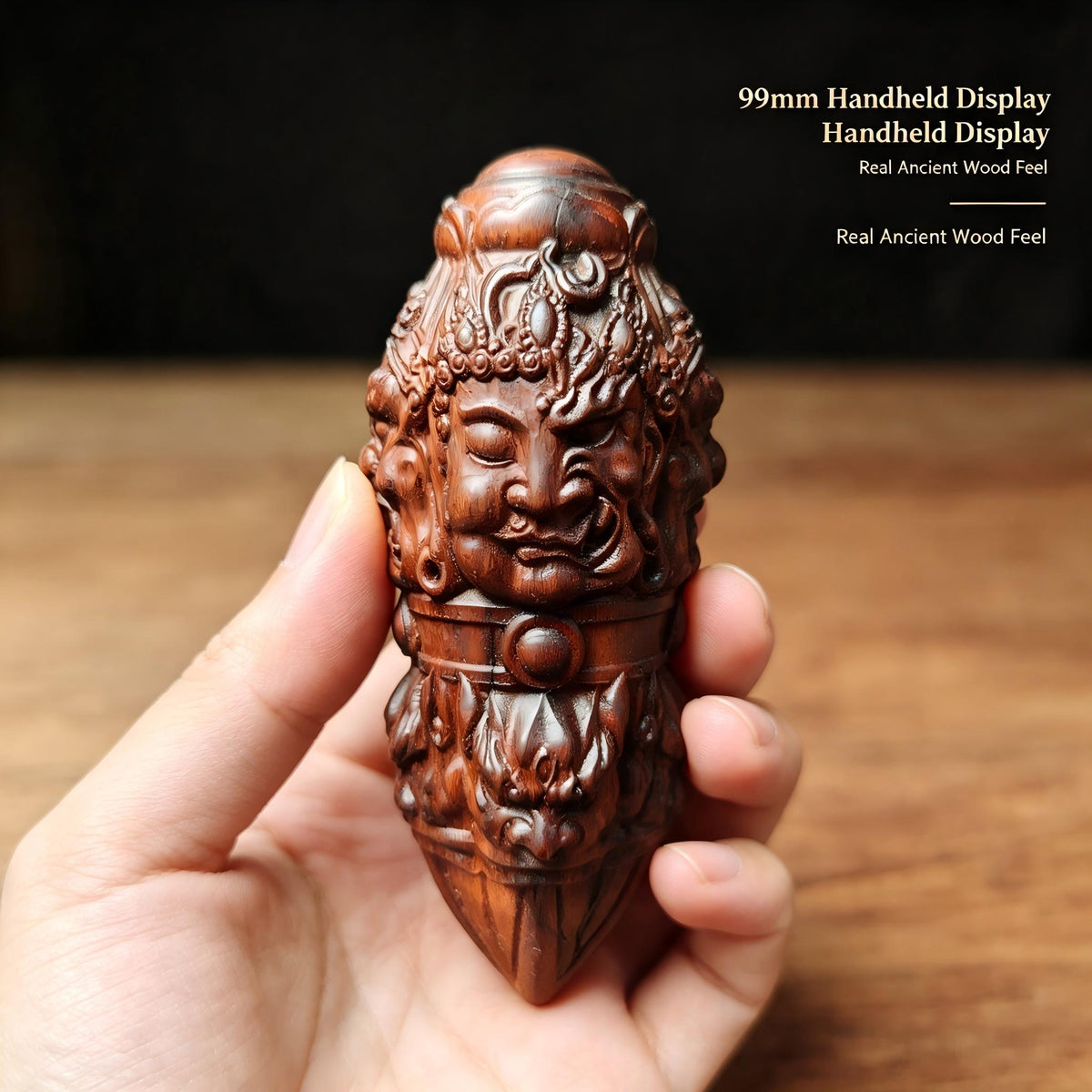 Thousand‑Year Lightning‑Struck Jujube Wood Four‑Faced Decorative Vajra Pestle, Unique Oriental Ancient Timber Collectible | FORTIDEAL