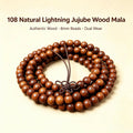 Lightning-Struck Jujube Wood 108 Beads Mala Necklace | FORTIDEAL