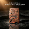 Thousand‑Year Thunder‑Struck Jujube Wood Talisman Pendant, Dual‑Sided Daoist Rune Amulet 60×40mm | FORTIDEAL