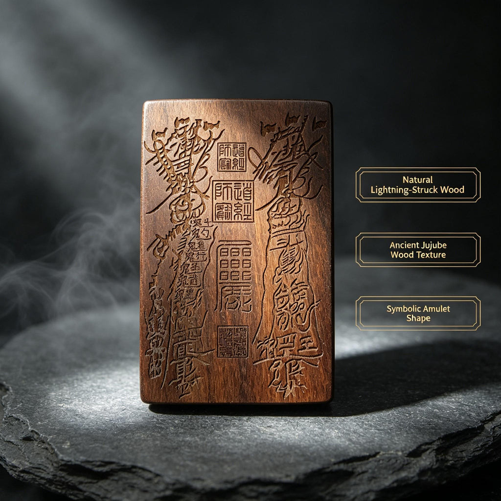 Lightning‑Struck Ancient Jujube Wood Talisman Pendant｜FORTIDEAL