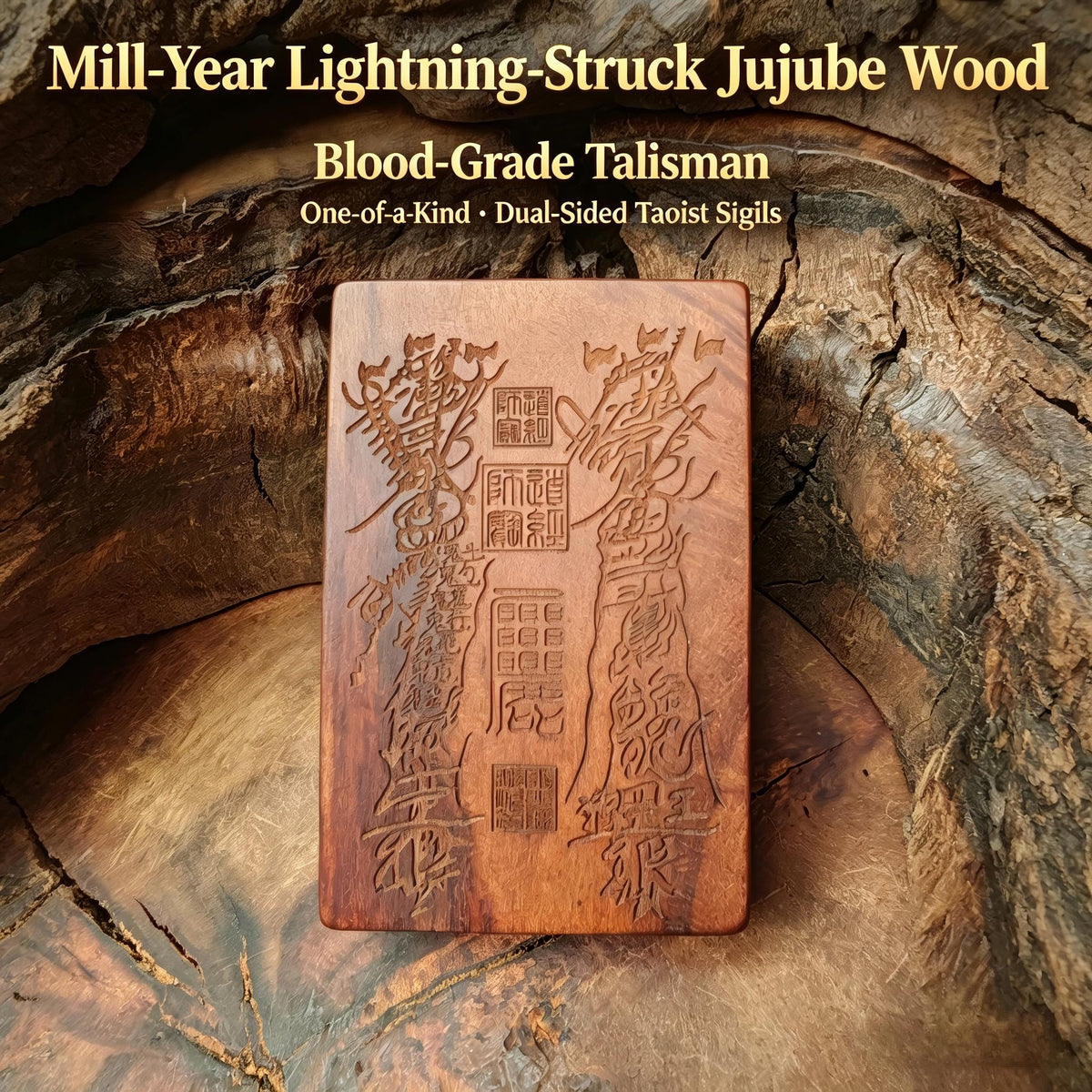 Thousand -Year Natural Thunder‑Struck Jujube Wood Blood‑Stained Pendant | FORTIDEAL