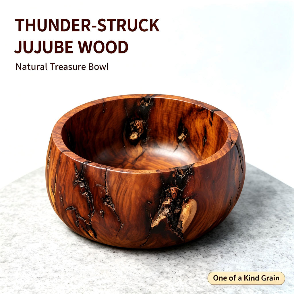 Natural Thunder‑Struck Jujube Wood Treasure Bowl｜FORTIDEAL