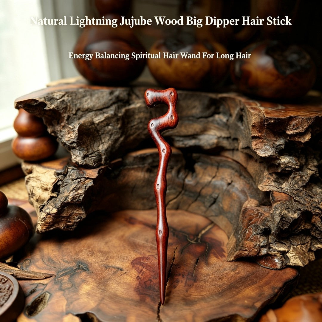 Lightning-Struck Jujube Wood Hairpin | Natural Energy Wand Style Hair Stick| Fortideal