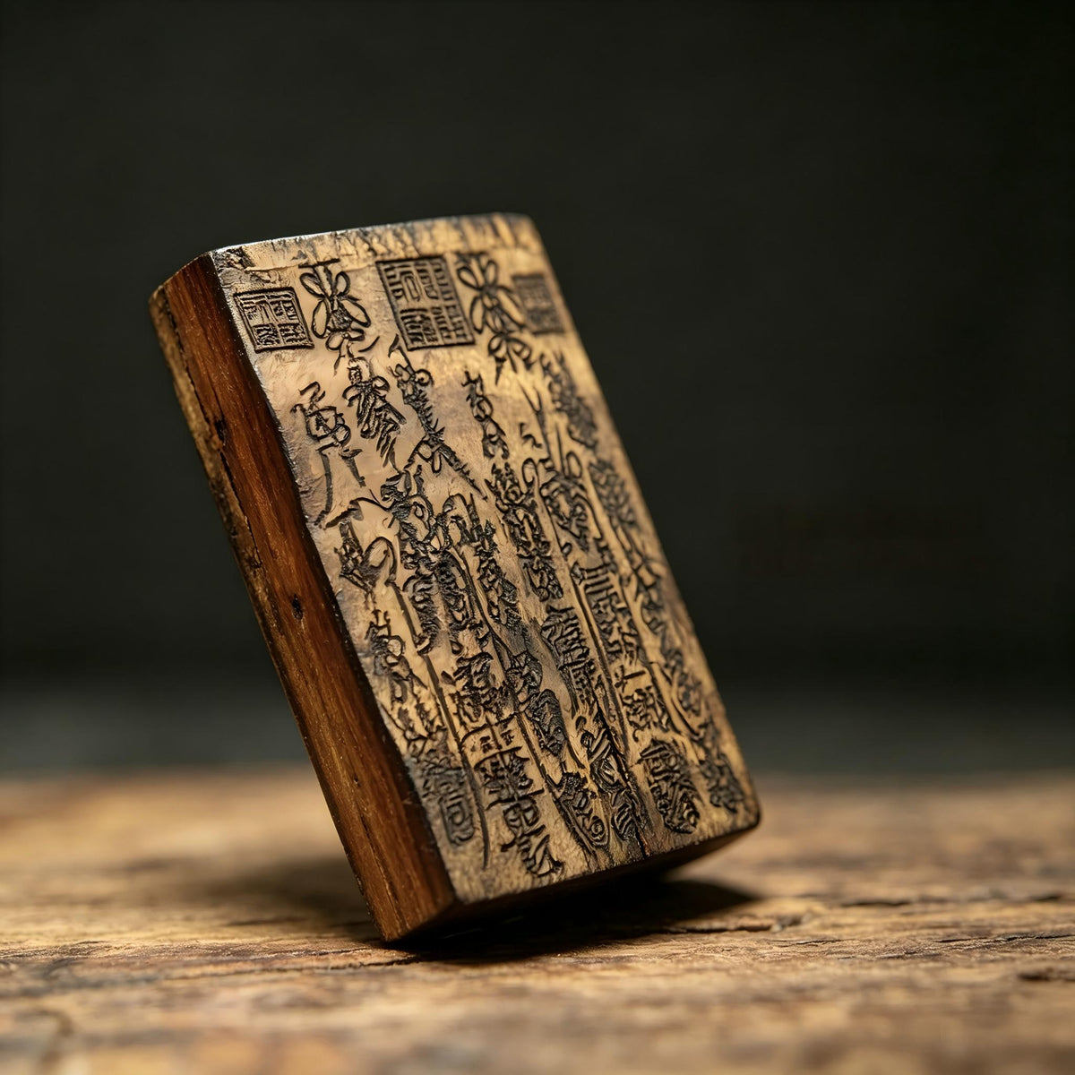 Millennia‑Old Natural Thunder‑Struck Jujube Wood Dual‑Sided Symbol Pendant | FORTIDEAL