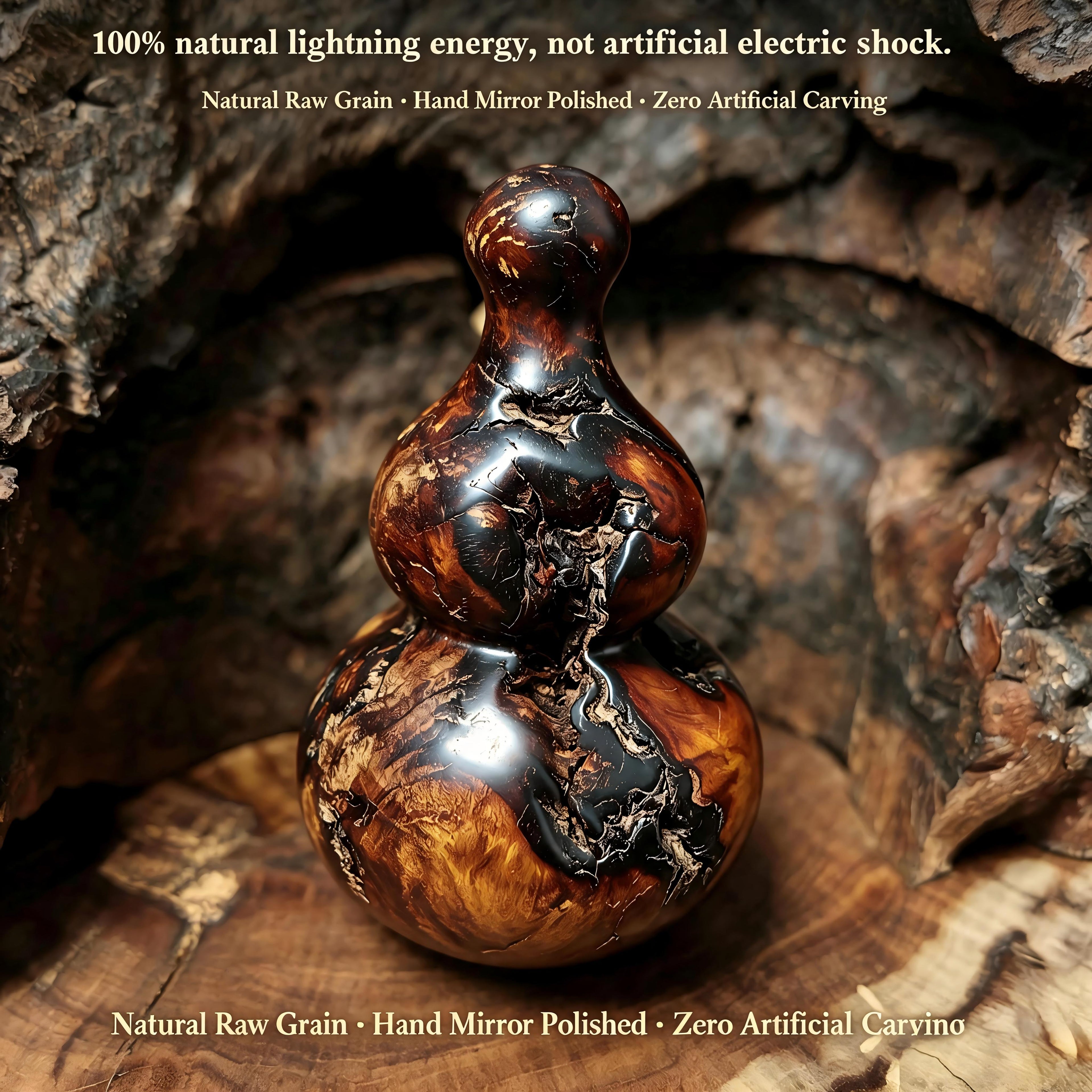Natural Lightning-Struck Jujube Wood Gourd Pendant | Fortideal