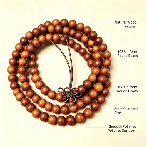 Lightning-Struck Jujube Wood 108 Beads Mala Necklace | FORTIDEAL