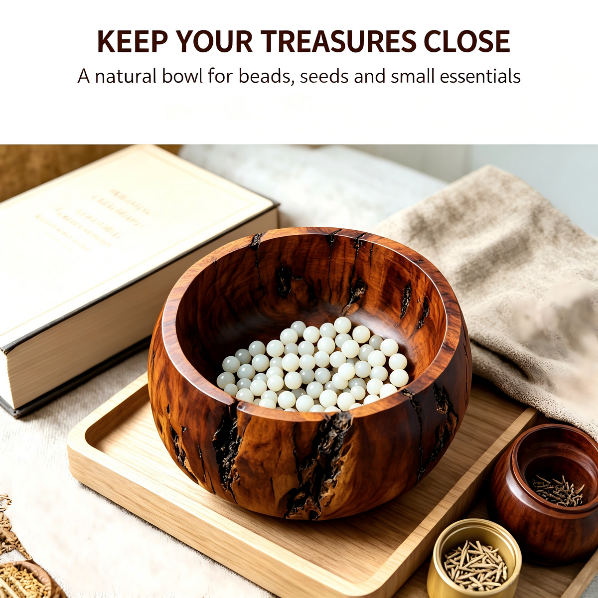 Natural Thunder‑Struck Jujube Wood Treasure Bowl｜FORTIDEAL