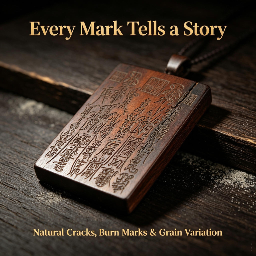 Lightning‑Struck Ancient Jujube Wood Talisman Pendant｜FORTIDEAL