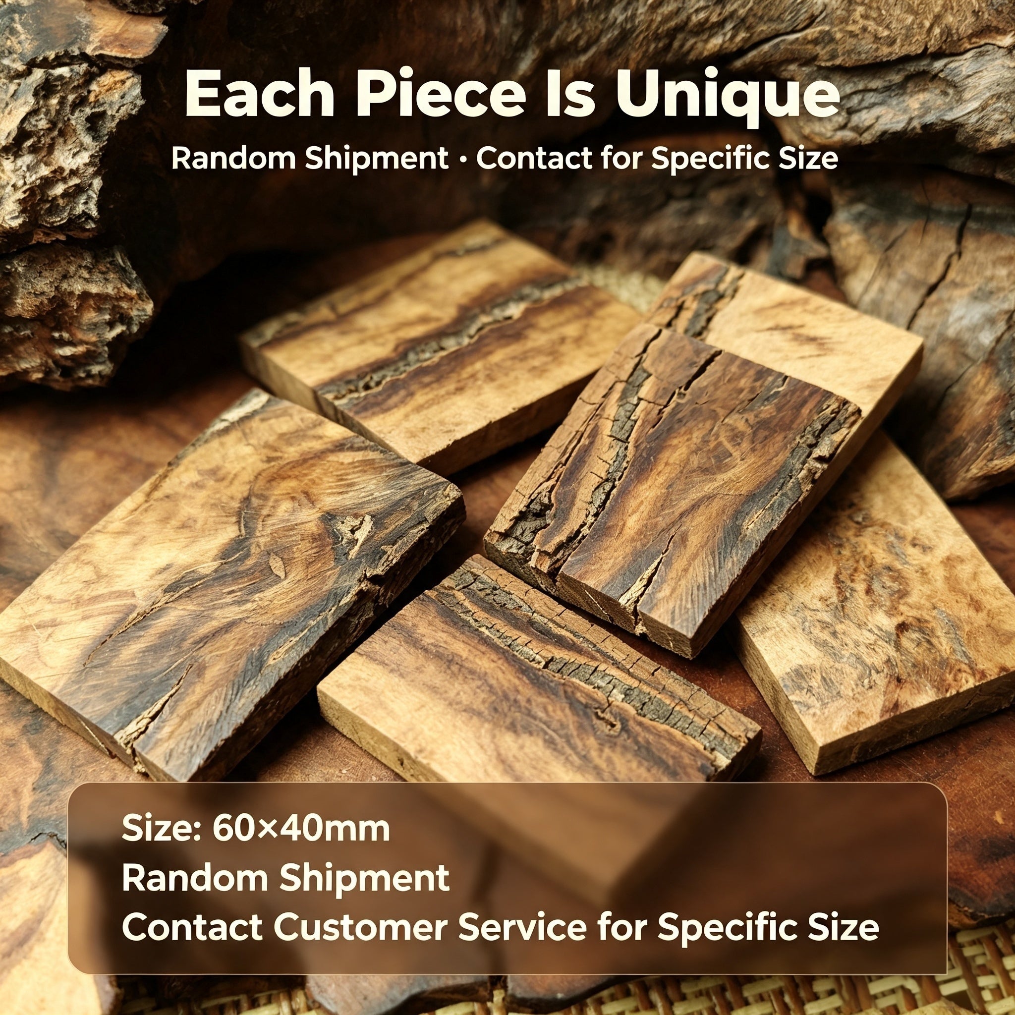 Natural Lightning-Struck Jujube Wood Blank Planks 60×40mm | Fortideal