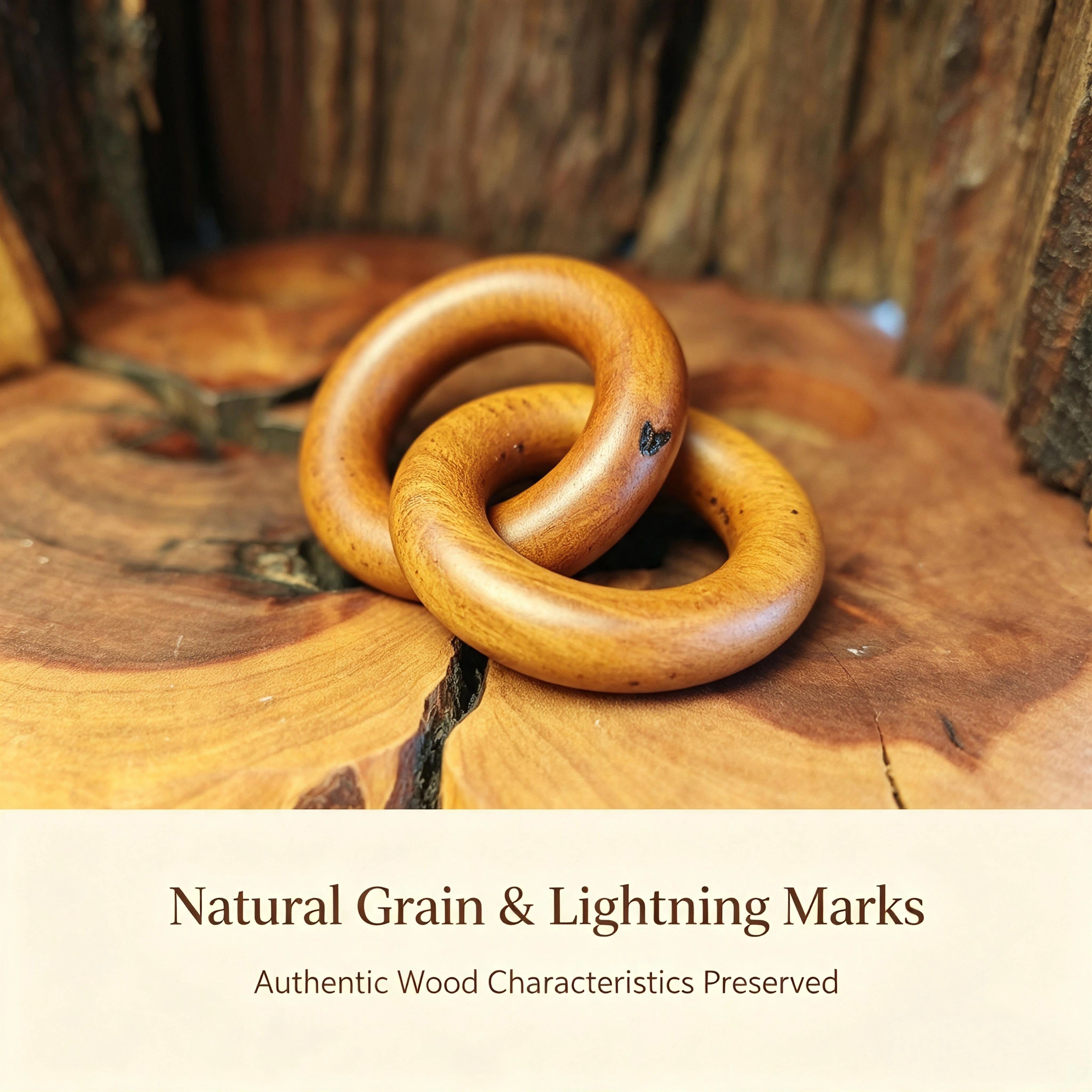 Natural Lightning-Struck Jujube Wood Dual Hoop Ornament | Fortideal