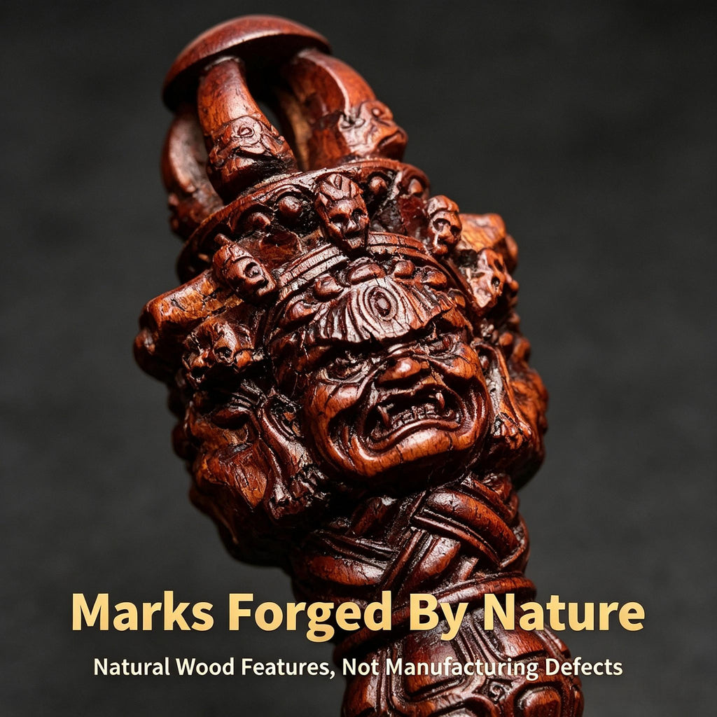 Lightning‑Struck Jujube Wood Pendant,Vajra‑Style Solid Wood Ornament ｜FORTIDEAL