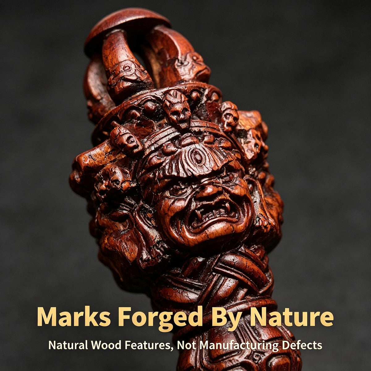 Lightning‑Struck Jujube Wood Pendant,Vajra‑Style Solid Wood Ornament ｜FORTIDEAL
