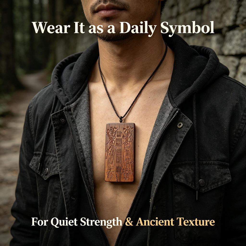 Lightning‑Struck Ancient Jujube Wood Talisman Pendant｜FORTIDEAL