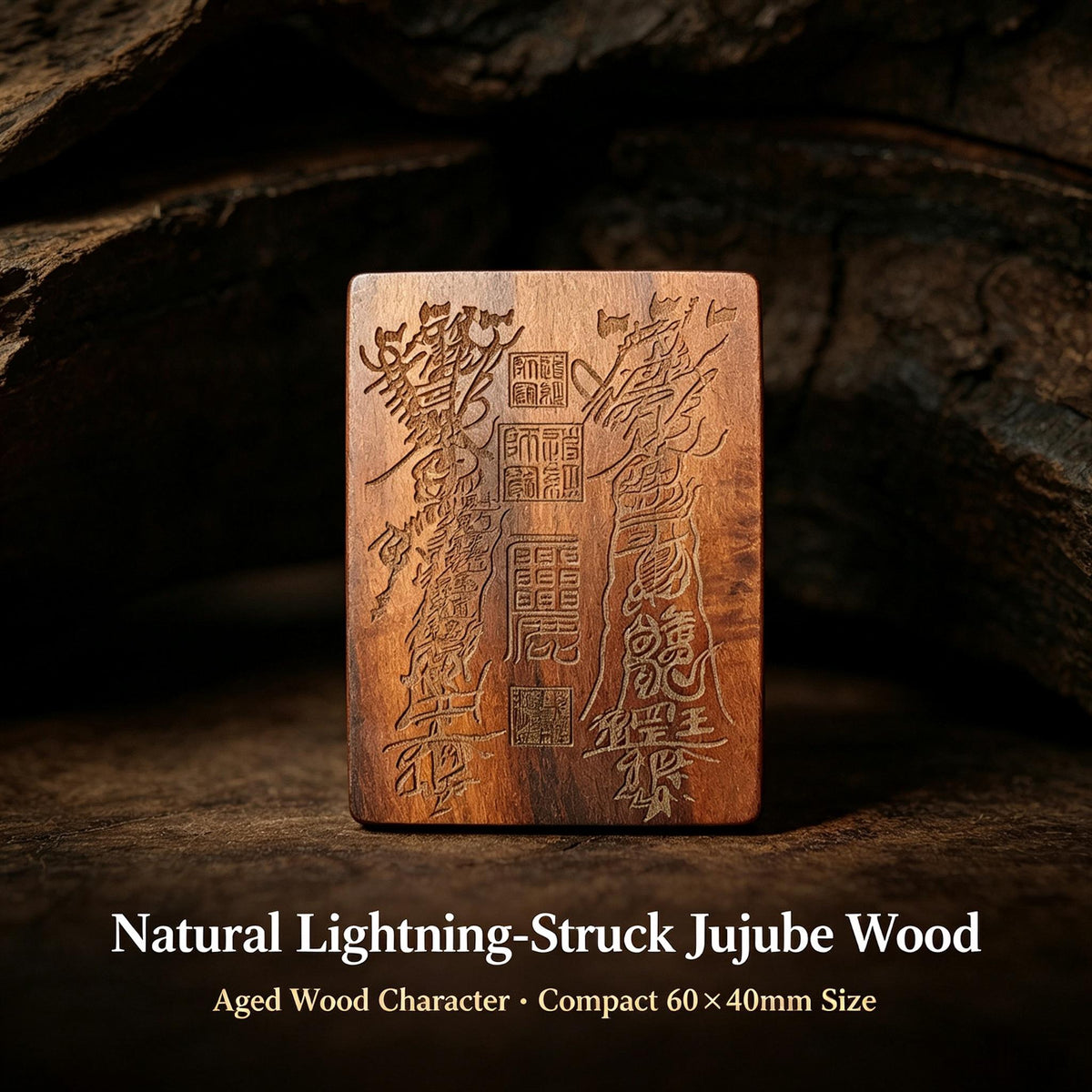 Ancient Thousand‑Year Natural Lightning‑Struck Jujube Wood Talisman Plaque | FORTIDEAL