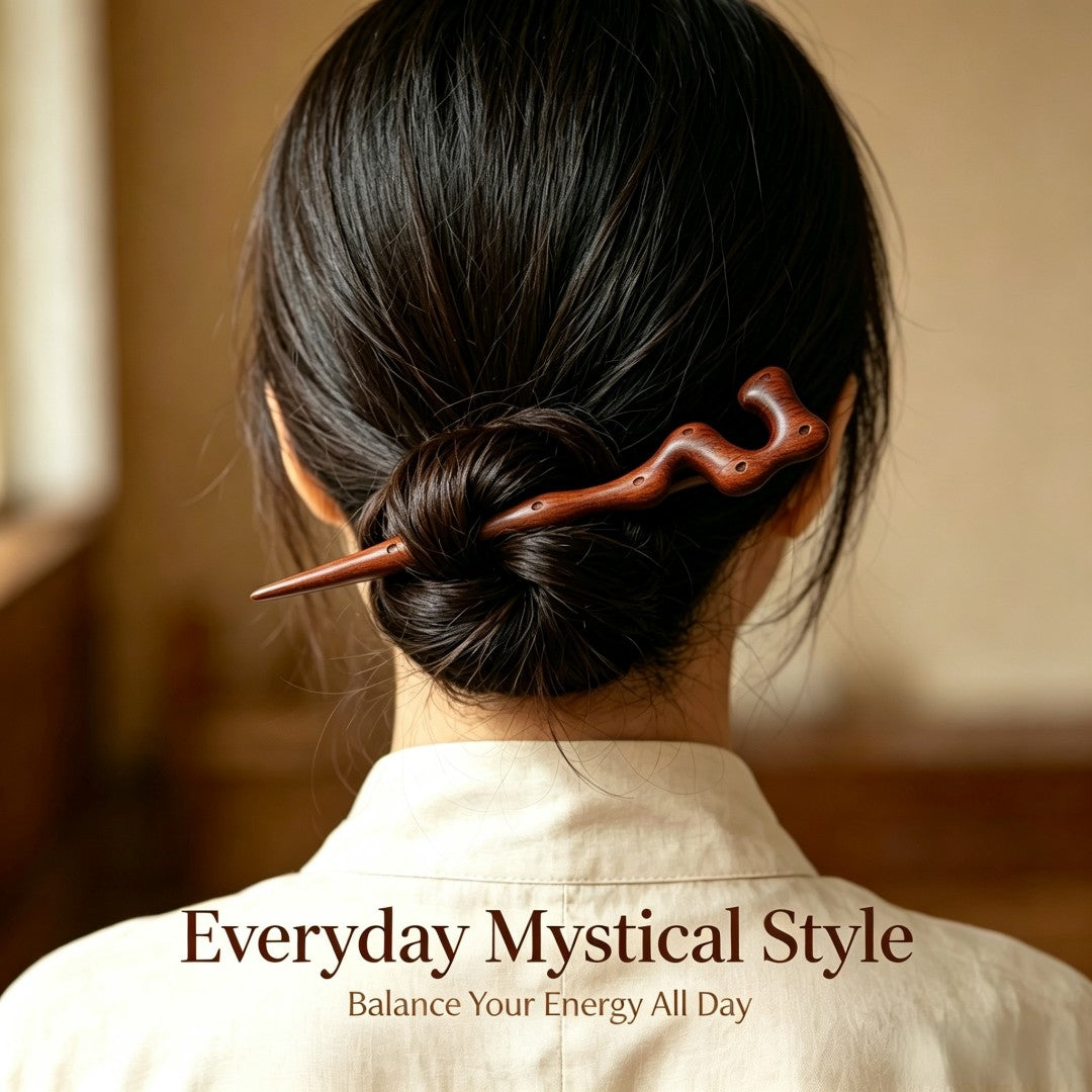 Lightning-Struck Jujube Wood Hairpin | Natural Energy Wand Style Hair Stick| Fortideal