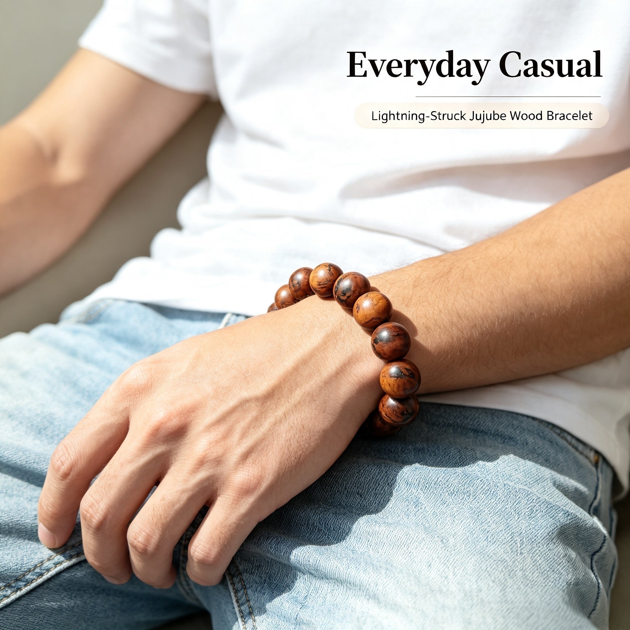 Lightning-struck jujube wood bracelet| Fortideal