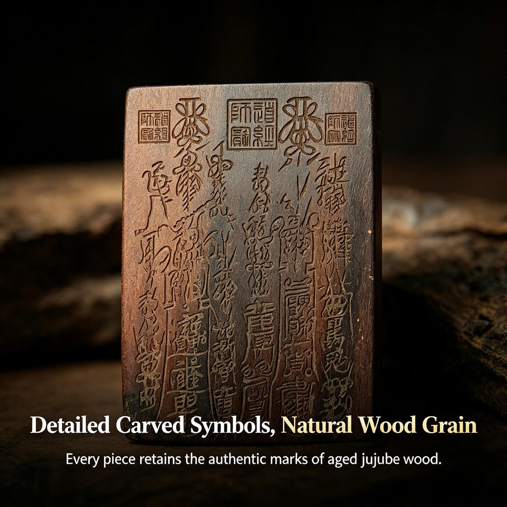 Ancient Thousand‑Year Natural Lightning‑Struck Jujube Wood Talisman Plaque | FORTIDEAL