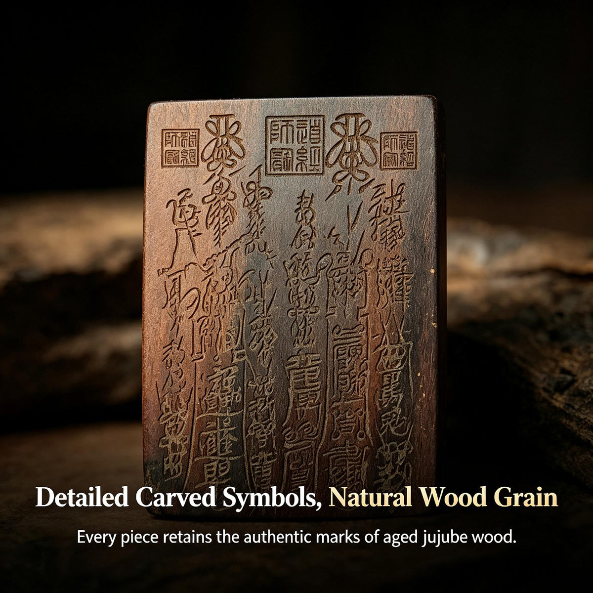 Ancient Thousand‑Year Natural Lightning‑Struck Jujube Wood Talisman Plaque | FORTIDEAL