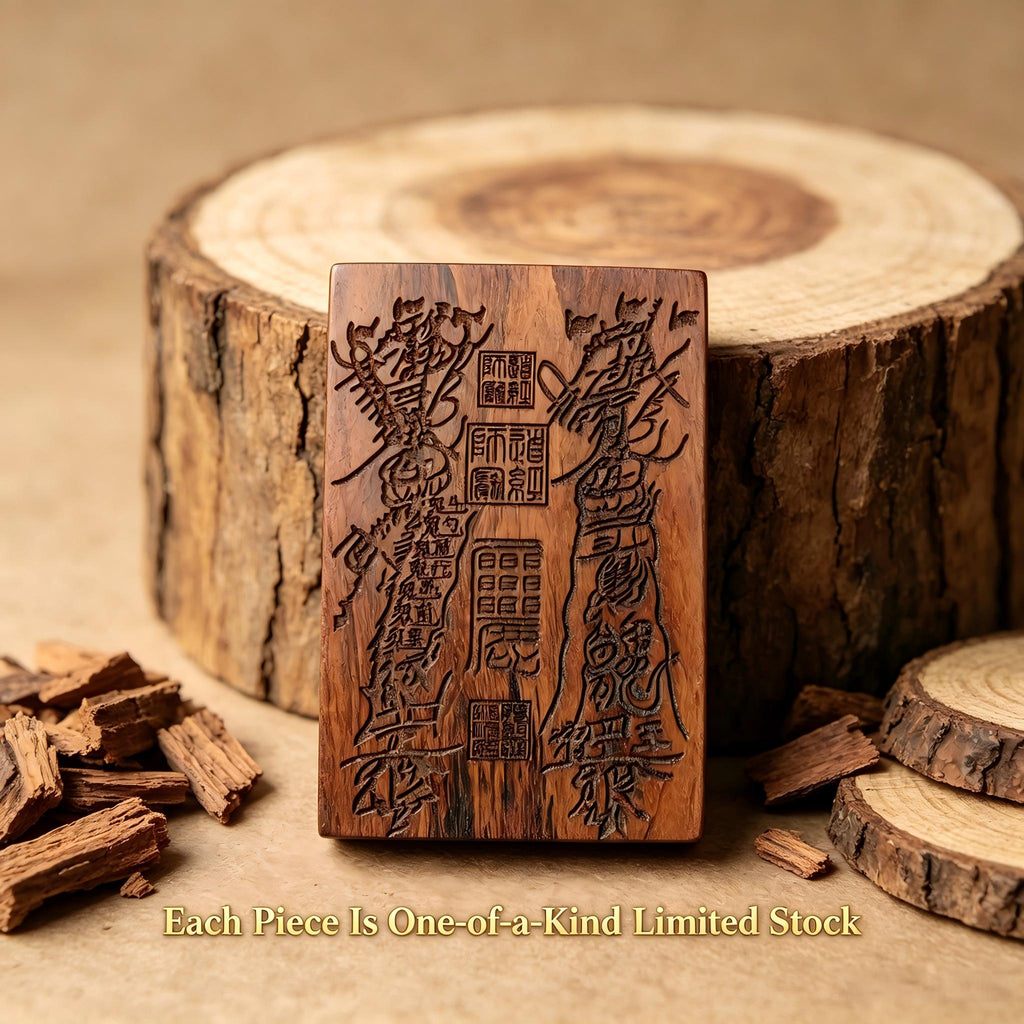 Millennia‑Old Natural Thunder‑Struck Jujube Wood Dual‑Sided Symbol Pendant | FORTIDEAL