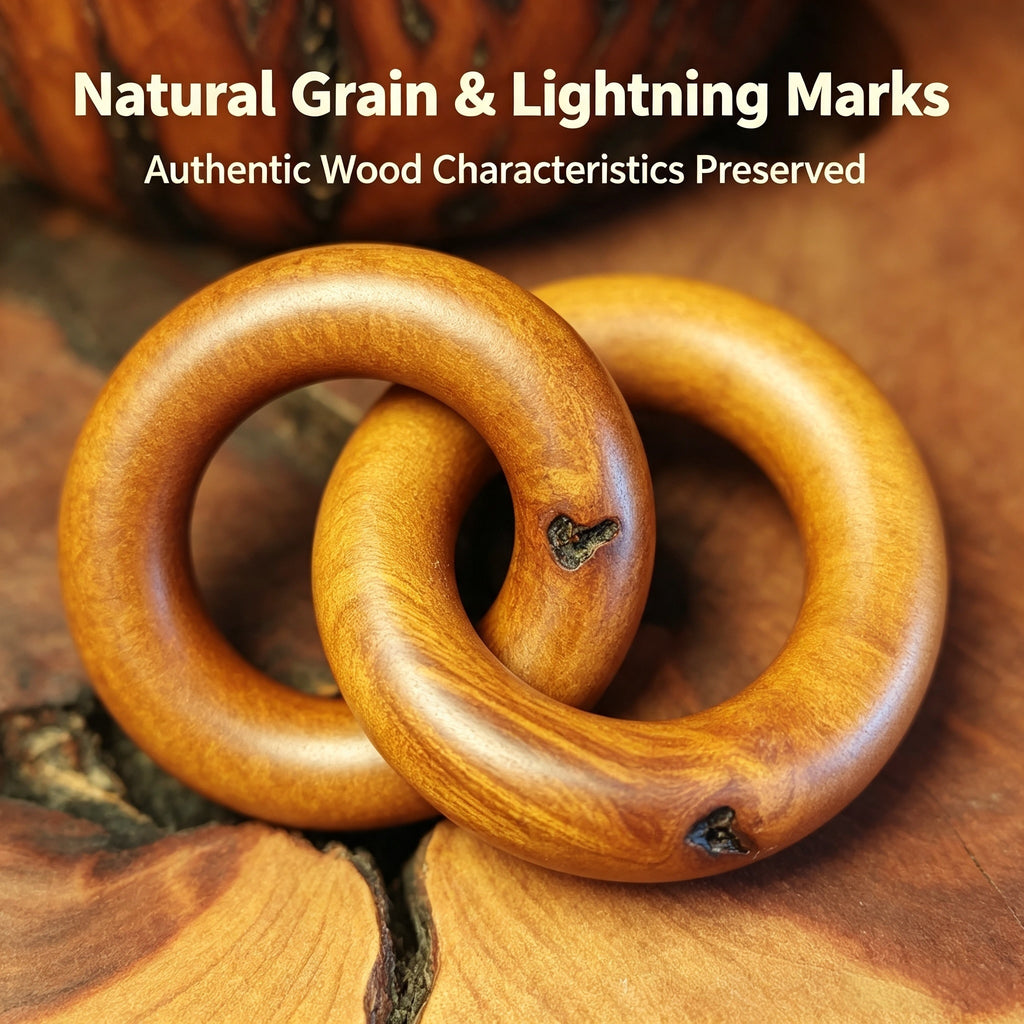 Natural Lightning-Struck Jujube Wood Dual Hoop Ornament | Fortideal
