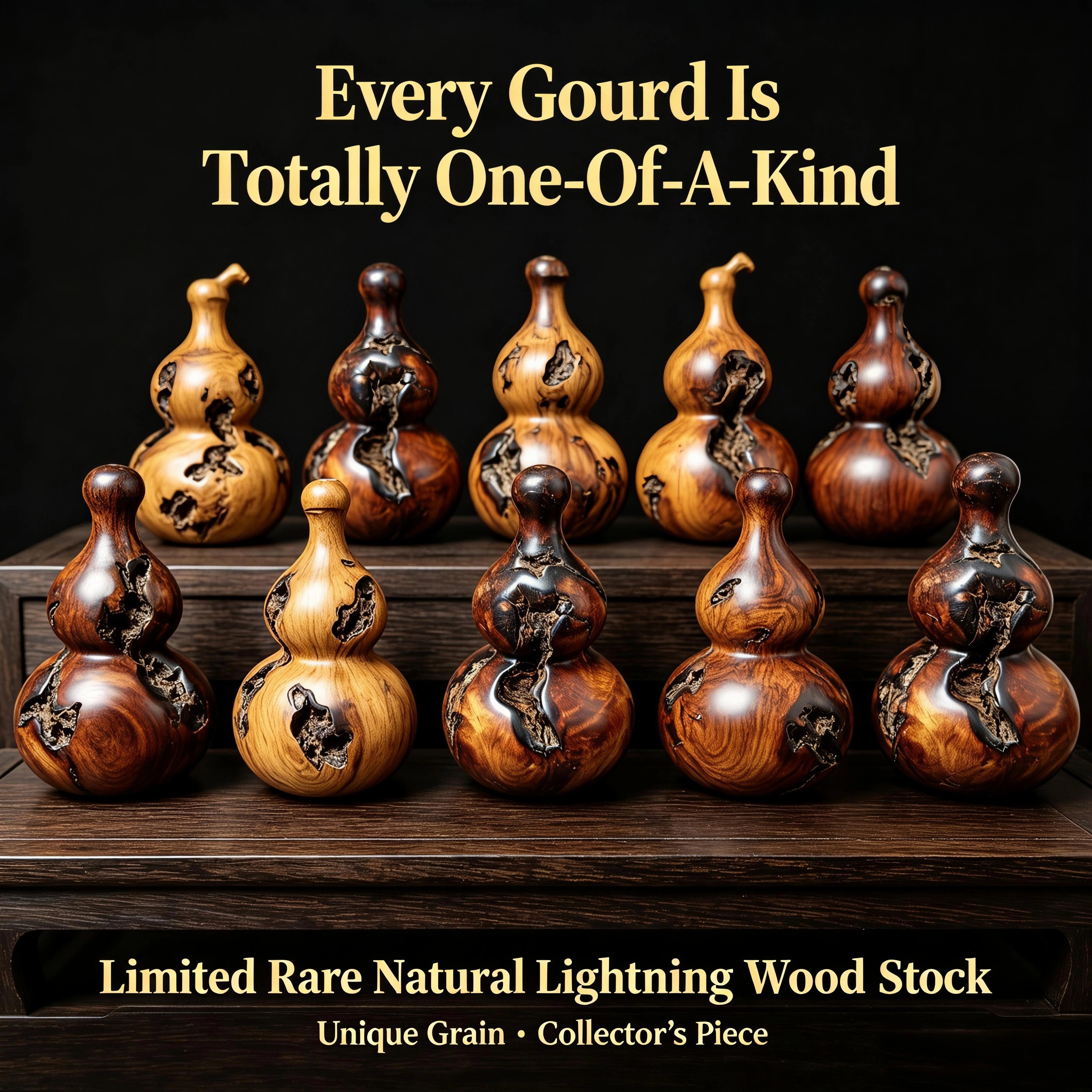 Natural Lightning-Struck Jujube Wood Gourd Pendant | Fortideal