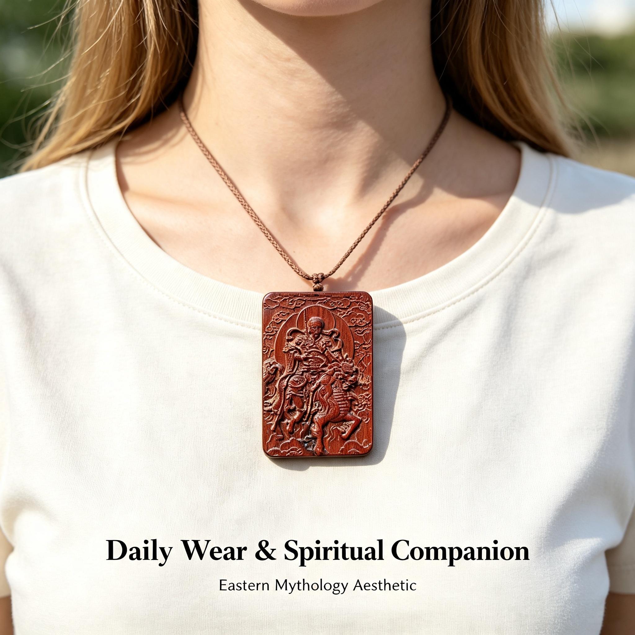 Lei‑Zu Totem Double‑Sided Carved Lightning‑Struck Jujube Wood Pendant | FORTIDEAL