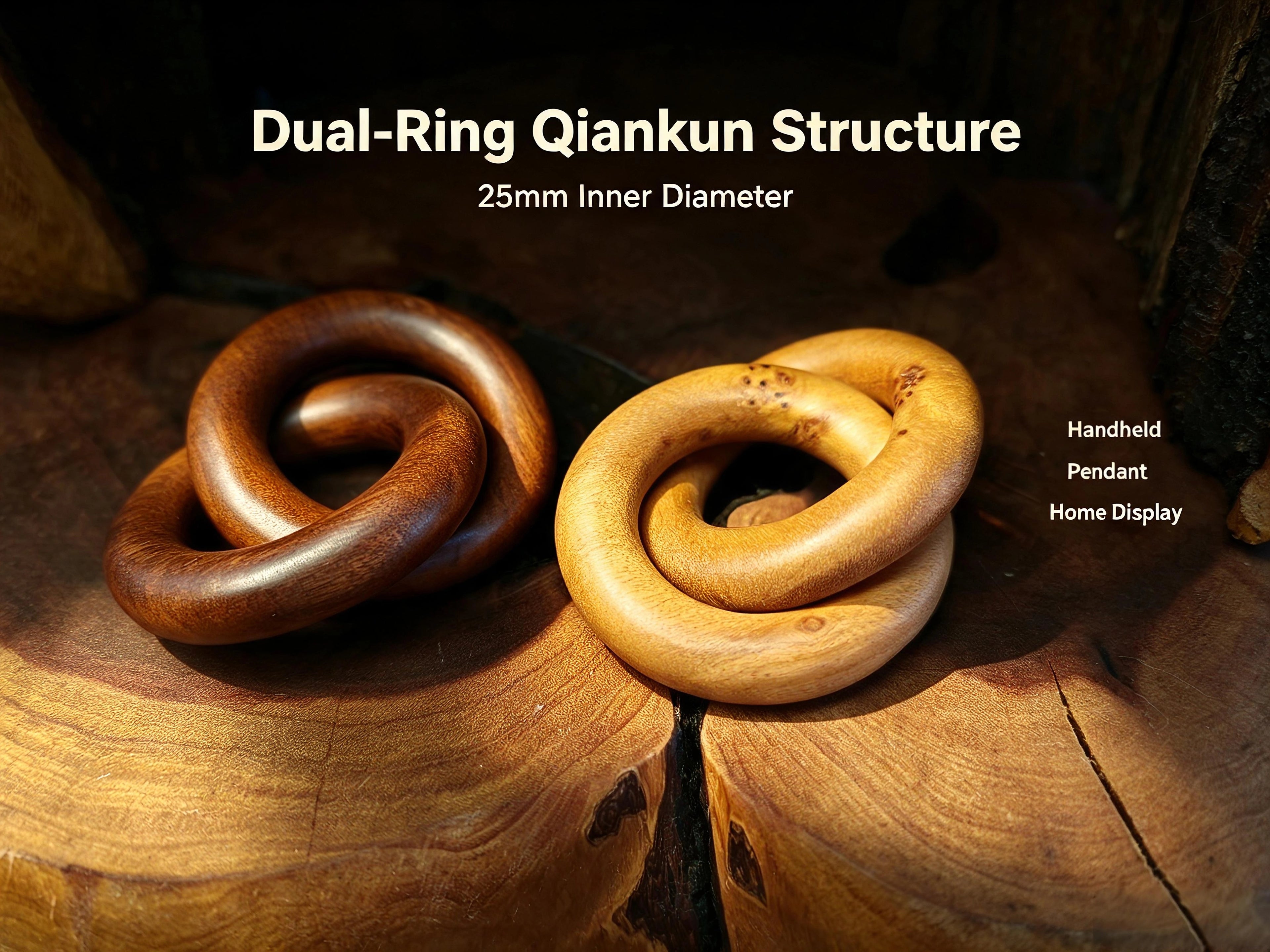 Natural Lightning-Struck Jujube Wood Dual Hoop Ornament | Fortideal