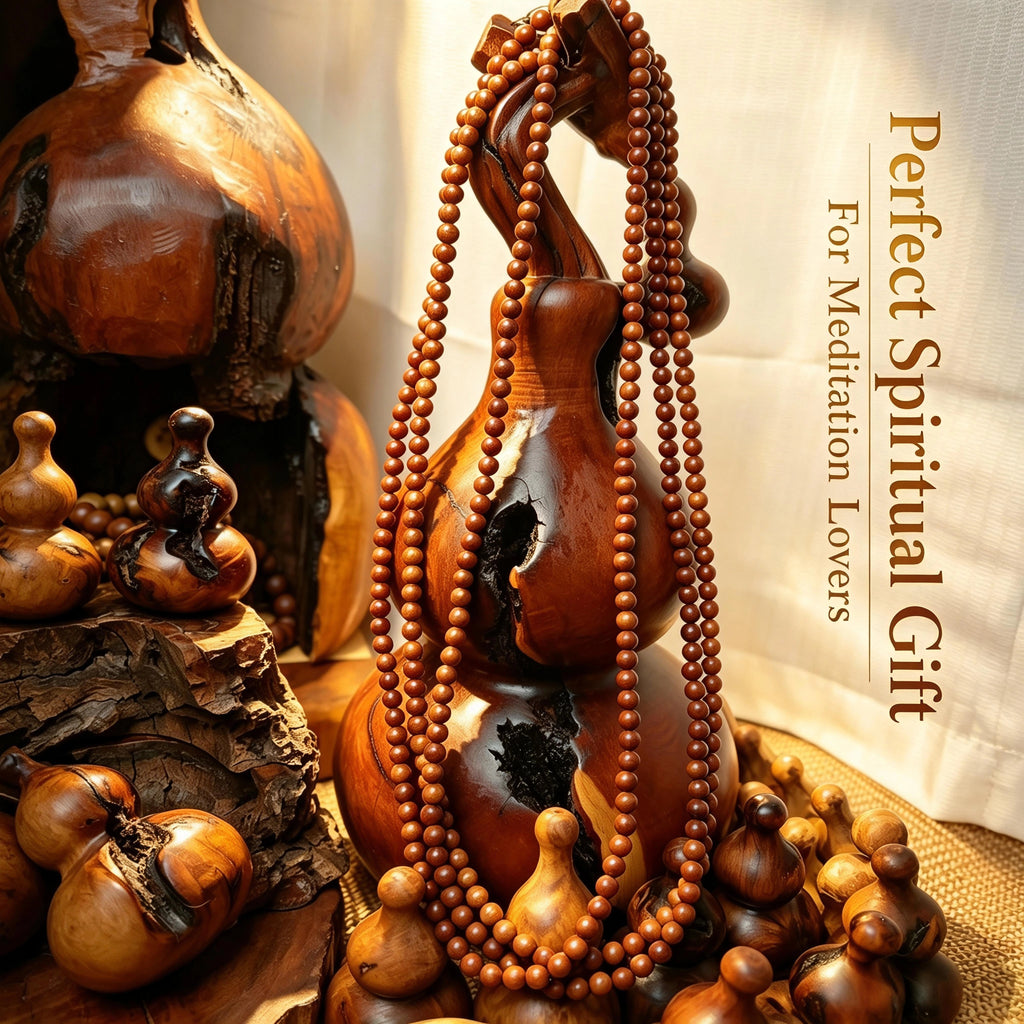 Lightning-Struck Jujube Wood 108 Beads Mala Necklace | FORTIDEAL