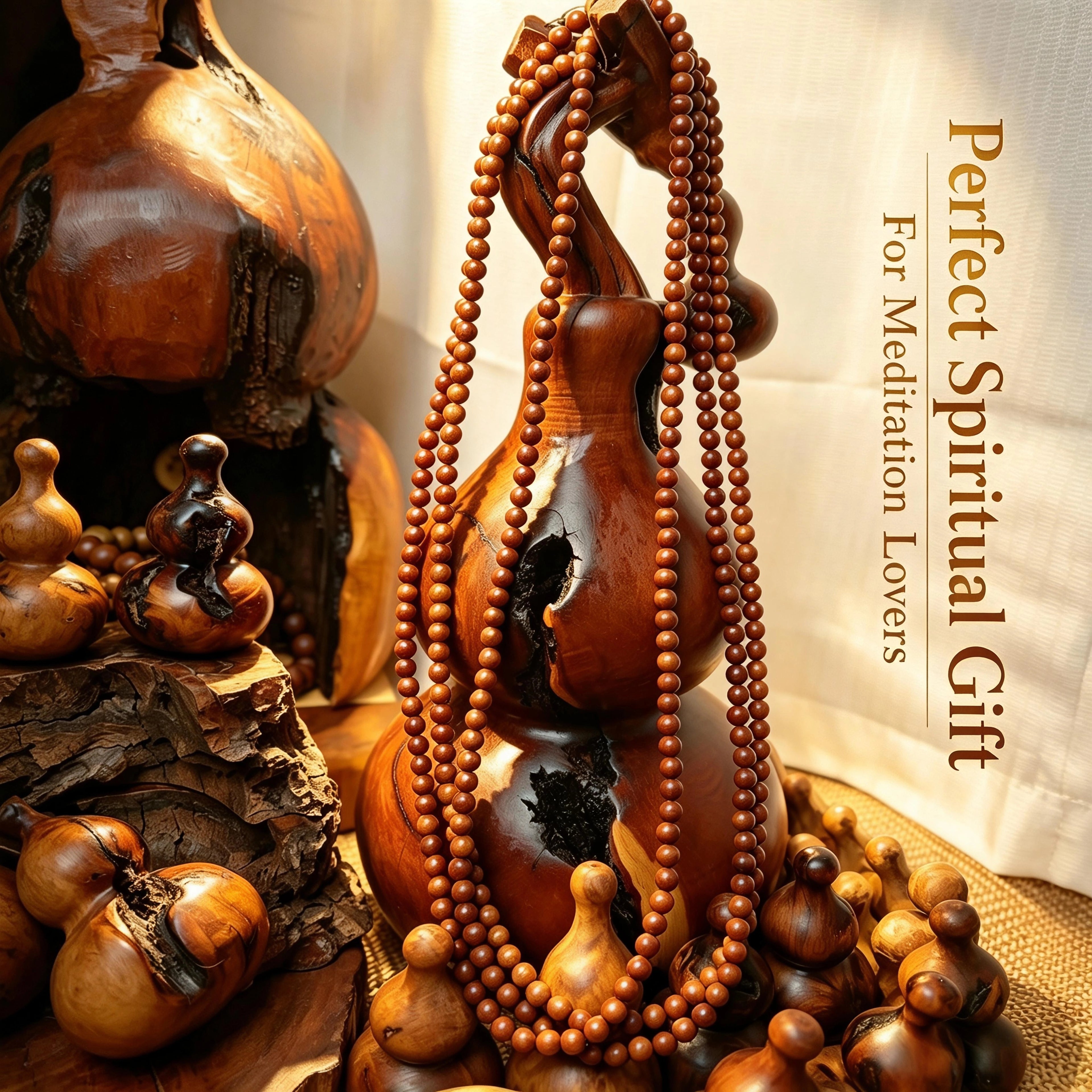 Lightning-Struck Jujube Wood 108 Beads Mala Necklace | FORTIDEAL