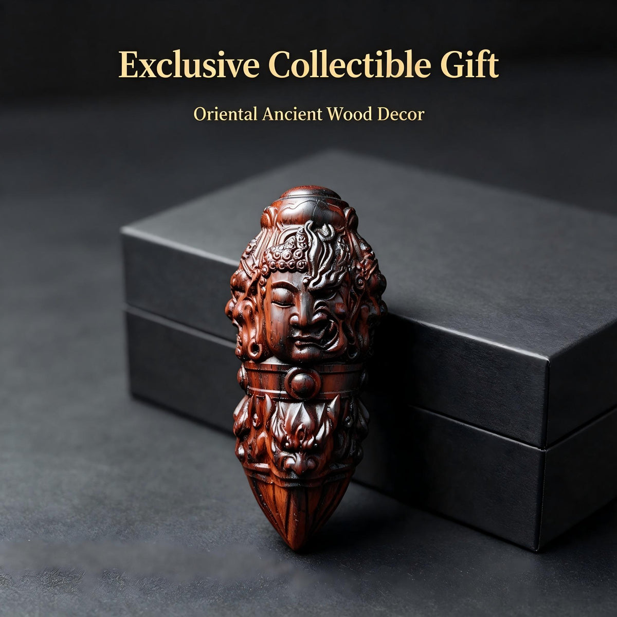 Thousand‑Year Lightning‑Struck Jujube Wood Four‑Faced Decorative Vajra Pestle, Unique Oriental Ancient Timber Collectible | FORTIDEAL