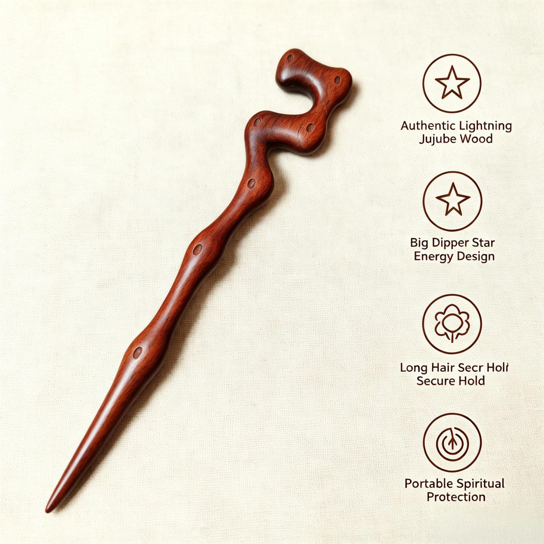Lightning-Struck Jujube Wood Hairpin | Natural Energy Wand Style Hair Stick| Fortideal