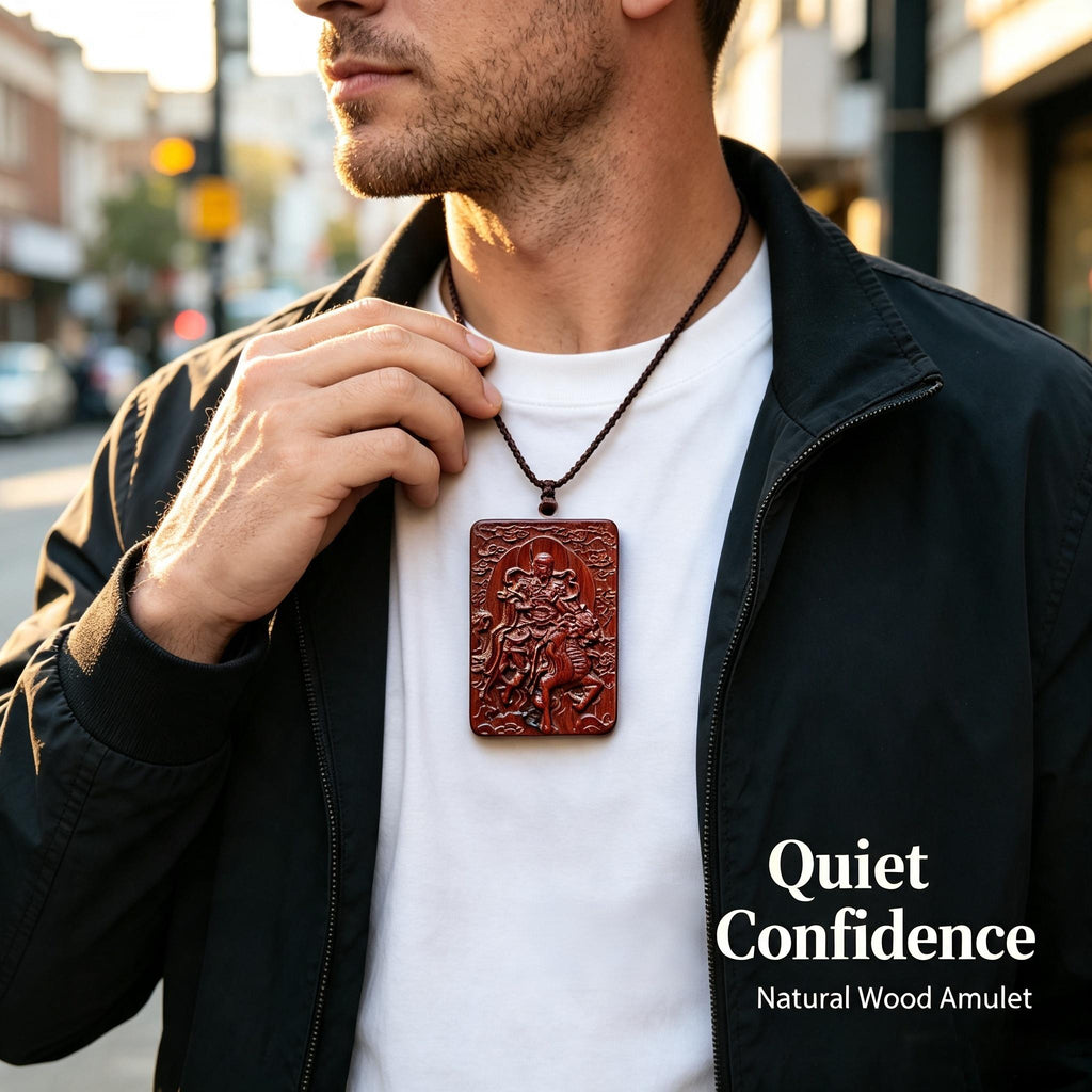 Lei‑Zu Totem Double‑Sided Carved Lightning‑Struck Jujube Wood Pendant | FORTIDEAL