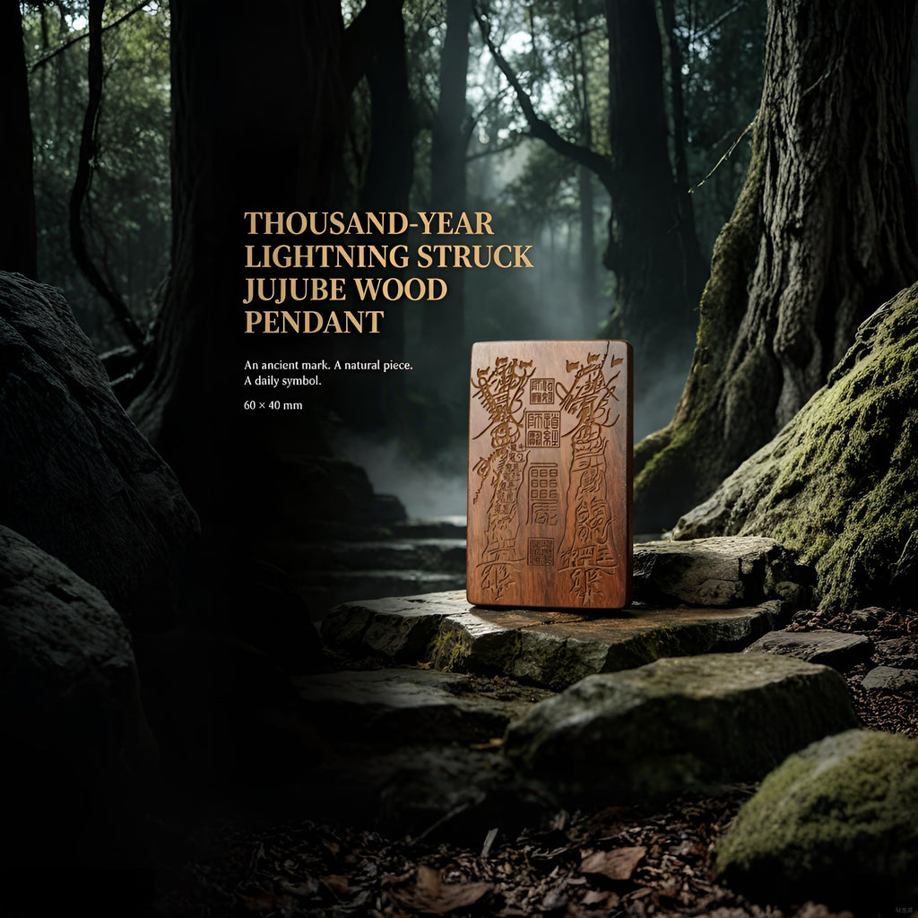 Lightning‑Struck Ancient Jujube Wood Talisman Pendant｜FORTIDEAL