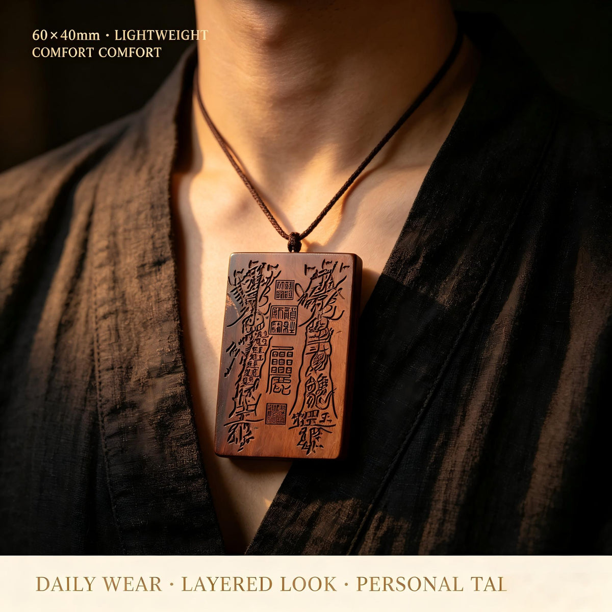 Thousand -Year Natural Thunder‑Struck Jujube Wood Blood‑Stained Pendant | FORTIDEAL