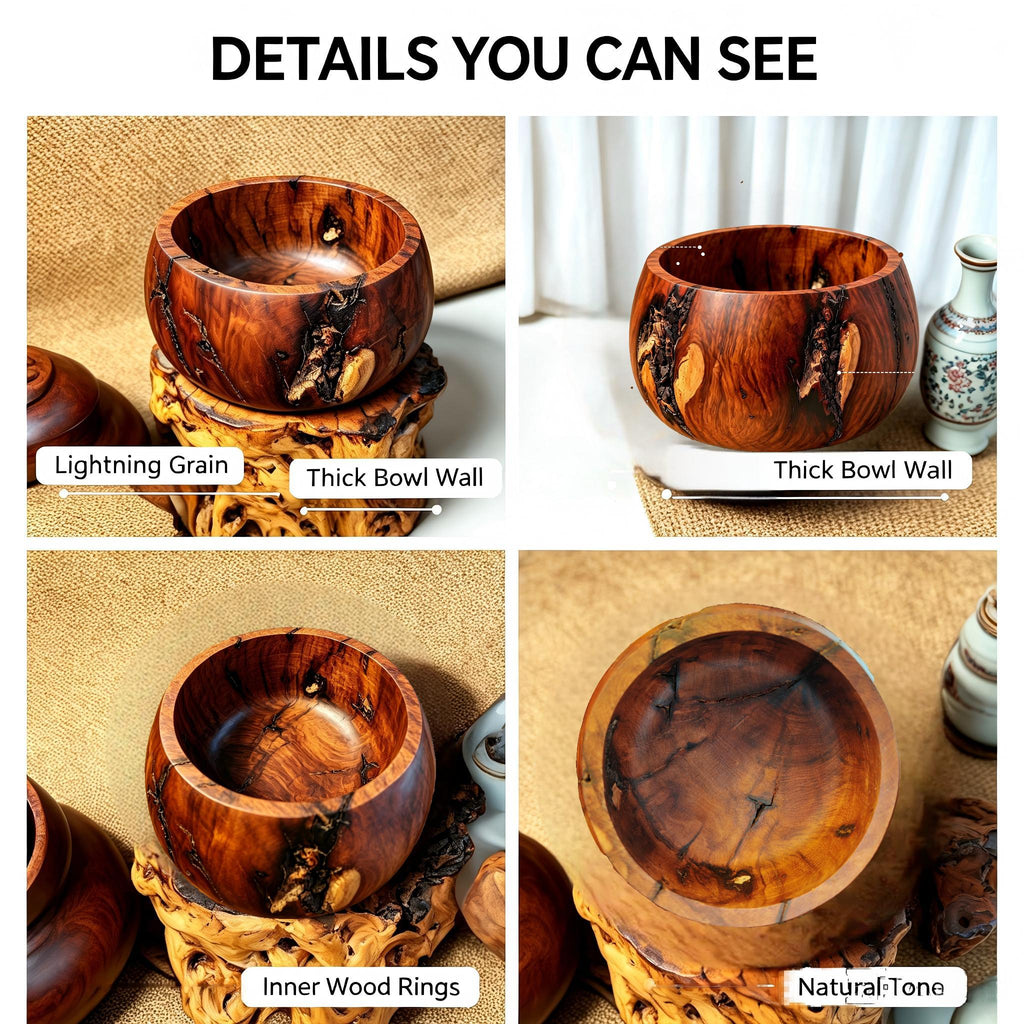Natural Thunder‑Struck Jujube Wood Treasure Bowl｜FORTIDEAL