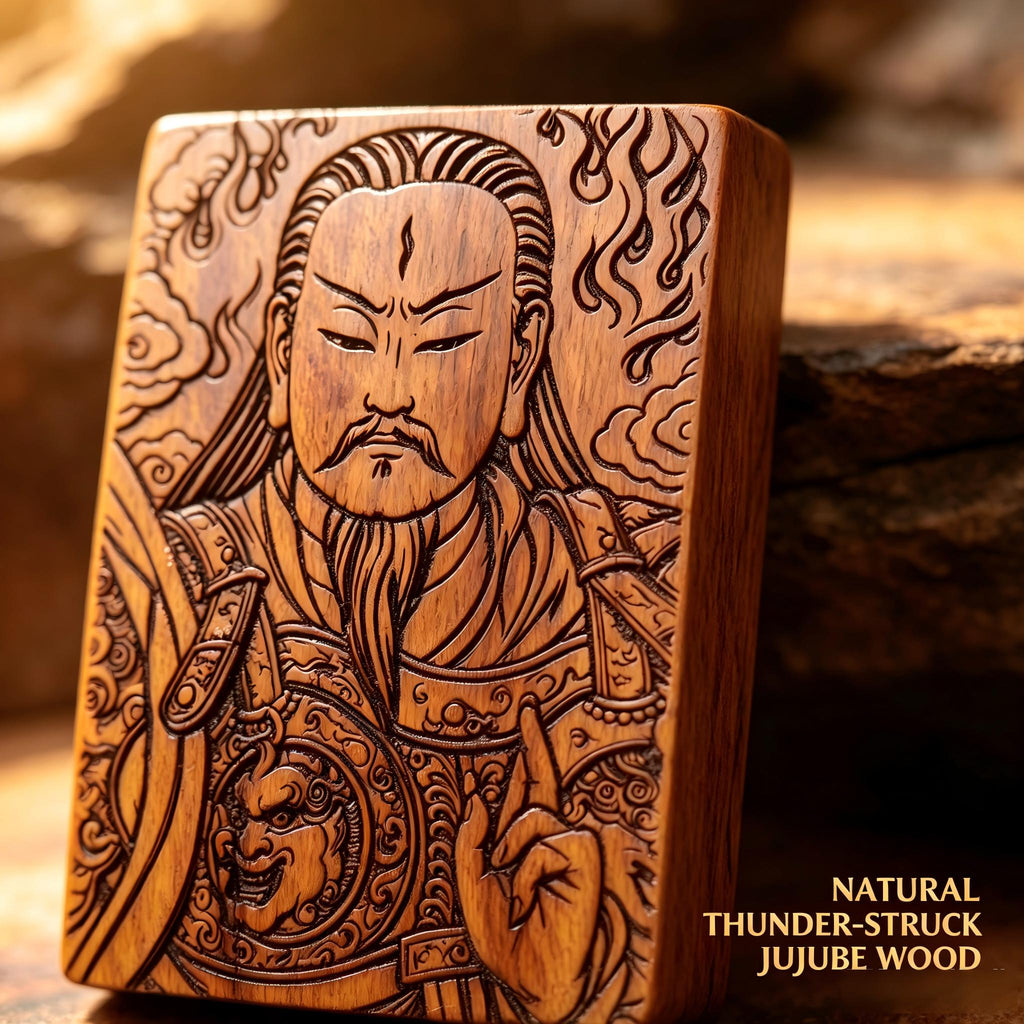 Lei Zu Square Pendant, Thunder‑Struck Jujube Wood Dual‑Sided Motif Ornament | FORTIDEAL