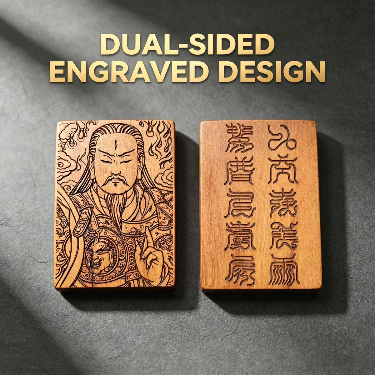 Lei Zu Square Pendant, Thunder‑Struck Jujube Wood Dual‑Sided Motif Ornament | FORTIDEAL