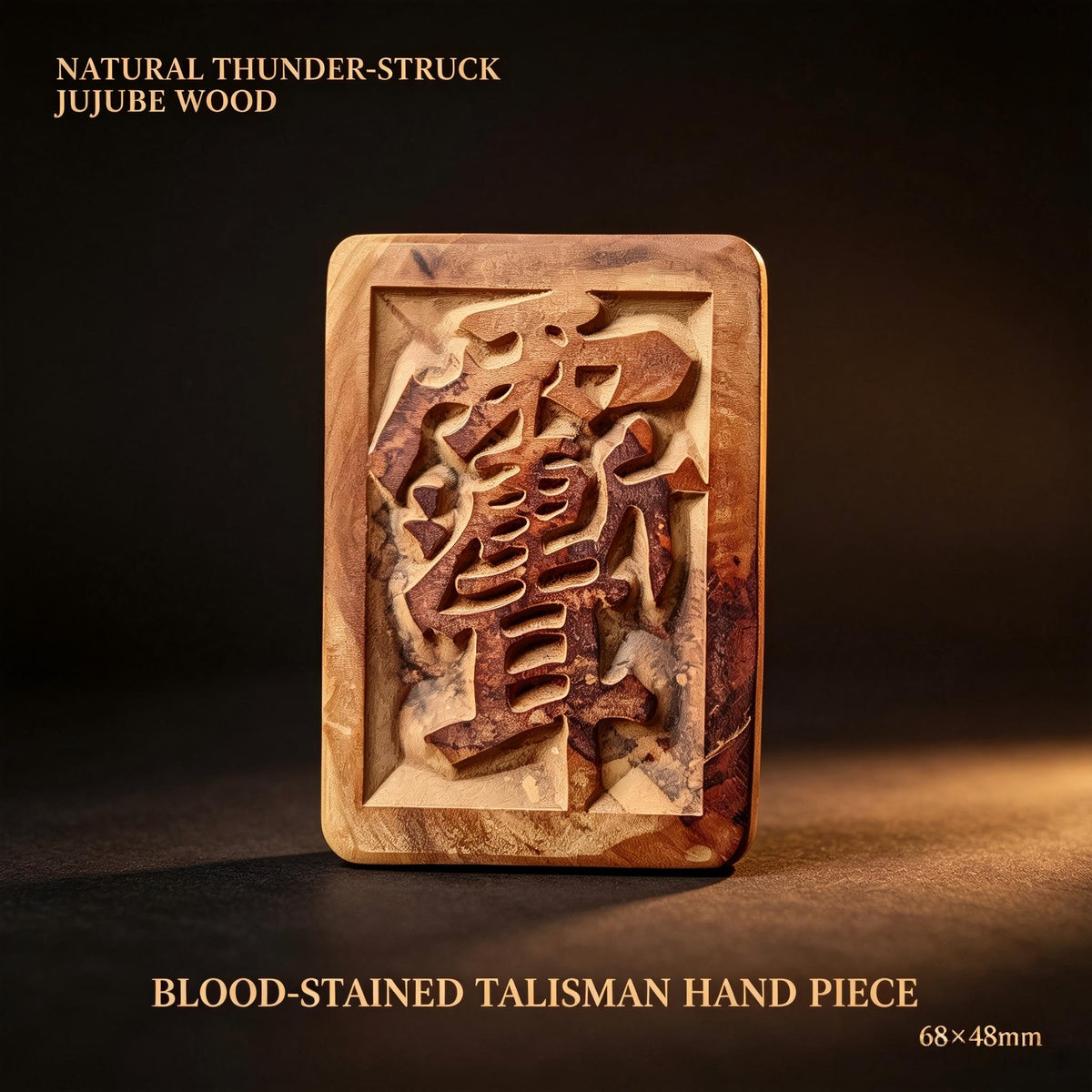 Natural Thunder‑Struck Jujube Wood Blood‑Stained Talisman Hand Piece | FORTIDEAL