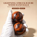 Lightning‑Struck Jujube Wood Hand Balls, 50mm Round Wooden Hand‑Rolling Exercise Balls, Sold as Pair | FORTIDEAL