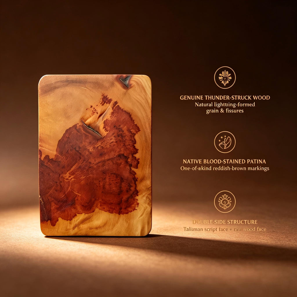 Natural Thunder‑Struck Jujube Wood Blood‑Stained Talisman Hand Piece | FORTIDEAL