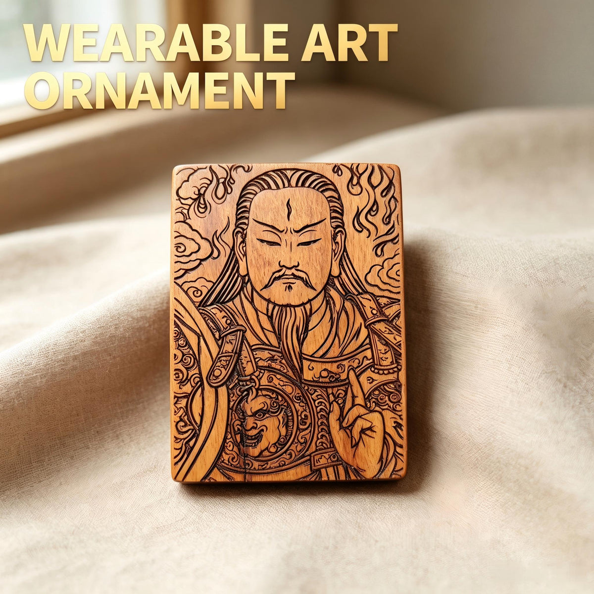 Lei Zu Square Pendant, Thunder‑Struck Jujube Wood Dual‑Sided Motif Ornament | FORTIDEAL