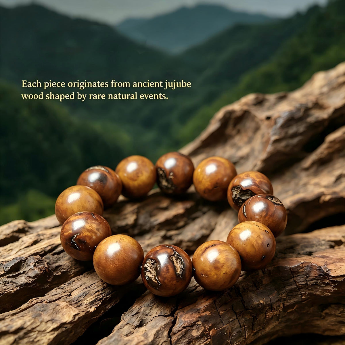 Lightning-struck jujube wood bracelet| Fortideal