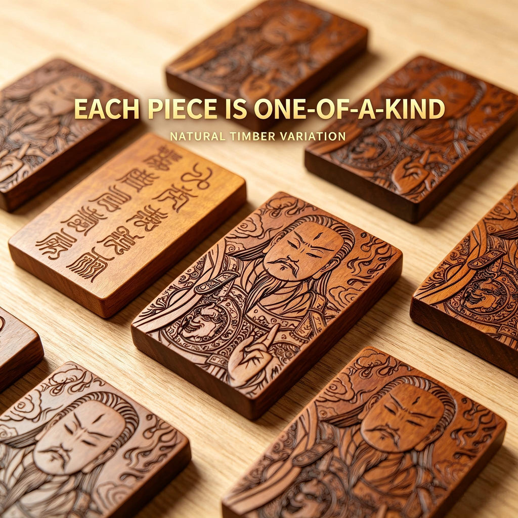 Lei Zu Square Pendant, Thunder‑Struck Jujube Wood Dual‑Sided Motif Ornament | FORTIDEAL