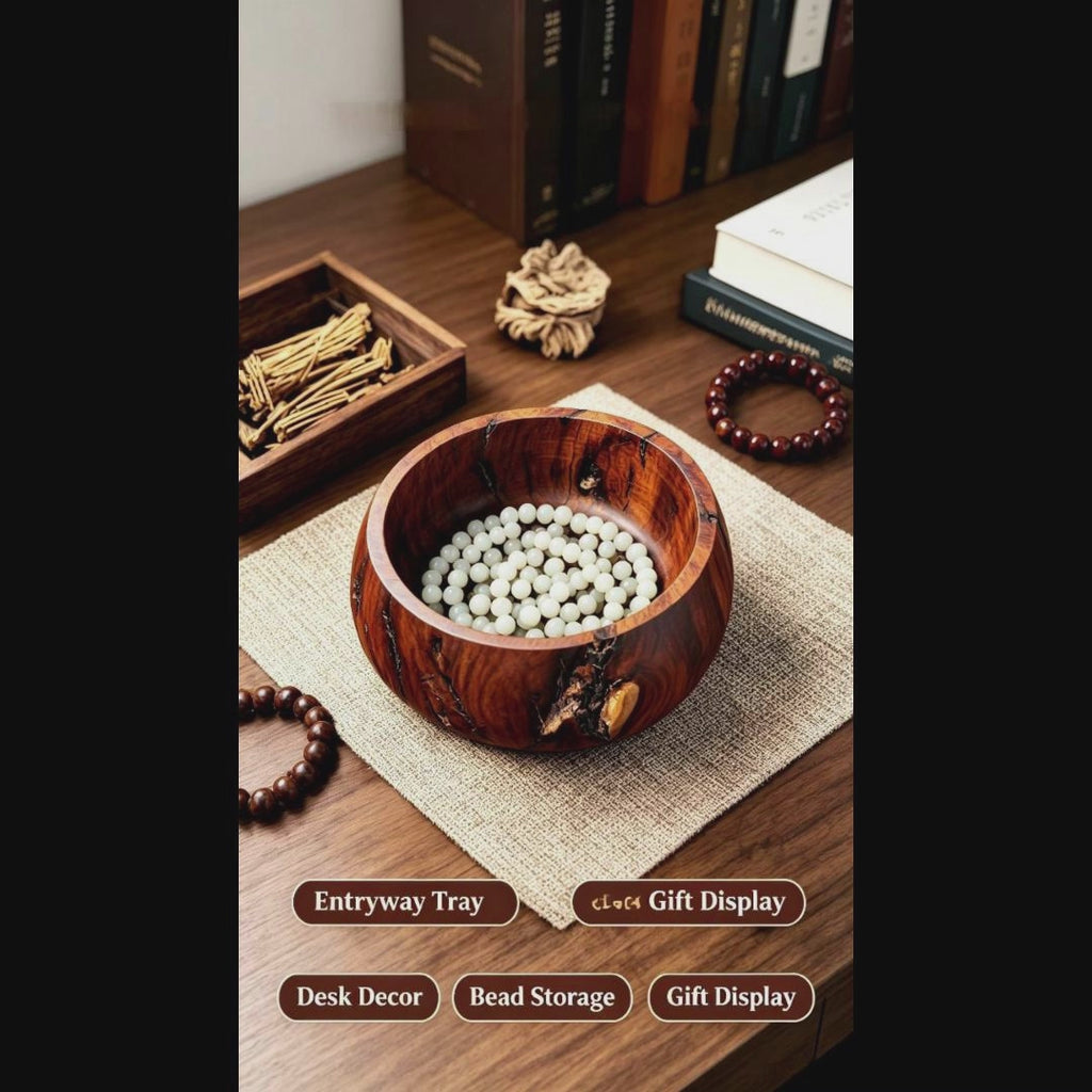 Natural Thunder‑Struck Jujube Wood Treasure Bowl｜FORTIDEAL